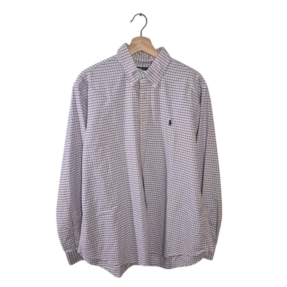 Polo Ralph Lauren Mens XL Custom Fit Cotton Tattersall Plaid Button Down Shirt